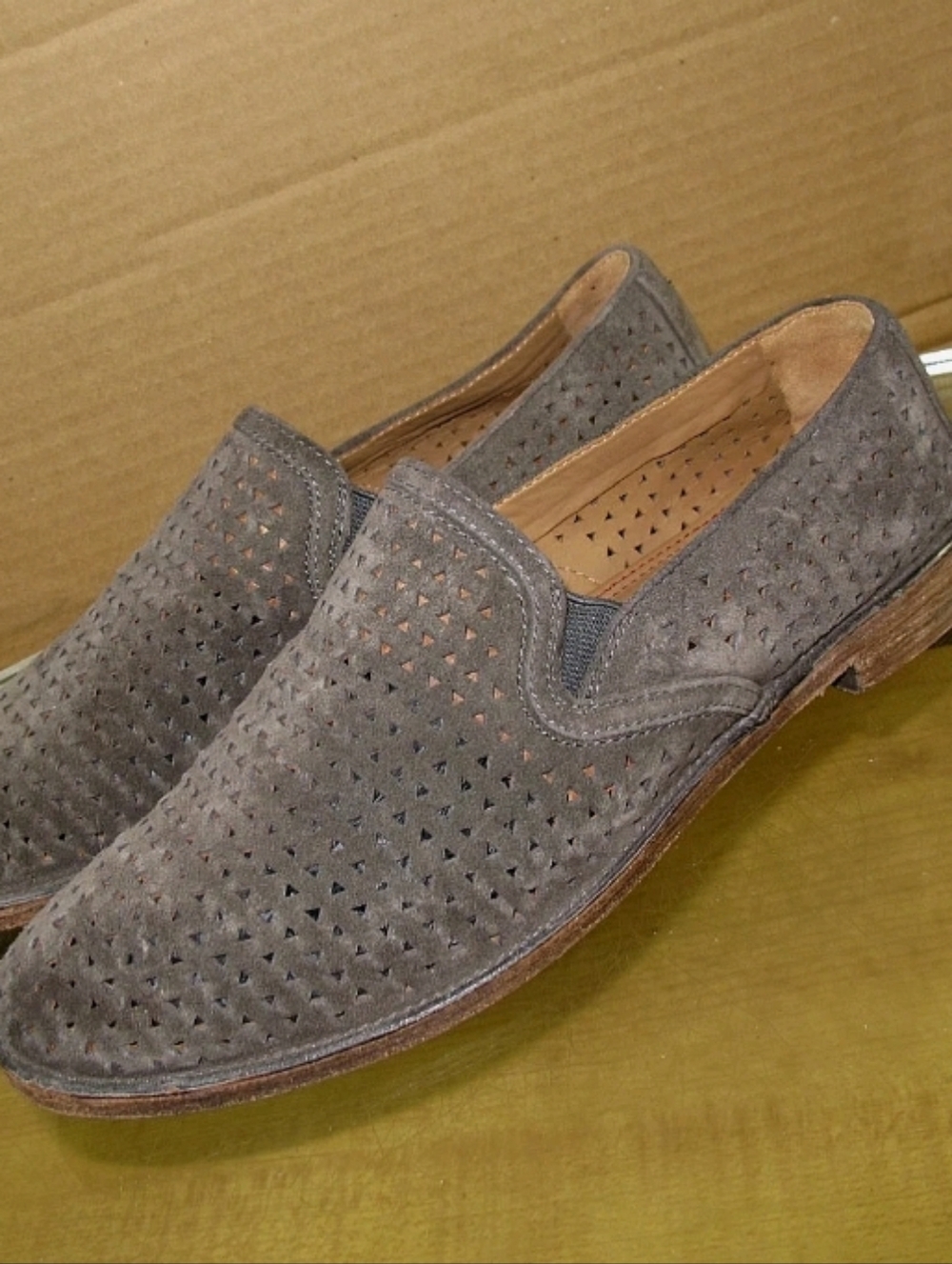 Trask Women's Loafers Cut Out Leather Grey Women's Size 8 M